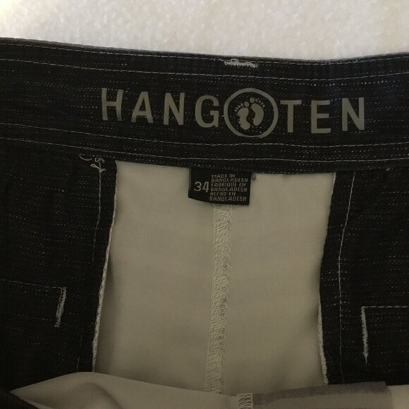 Hang Ten Men's Board Shorts Gray Stripes Size 34 Four Pockets Belt Loops Pockets - Picture 8 of 10